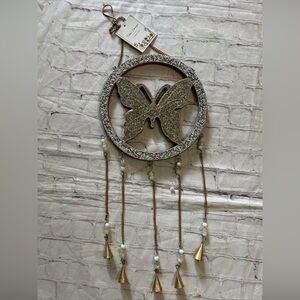 New Beaded Wooden Butterfly Decorative Windchime Dreamcatcher Antique Brass